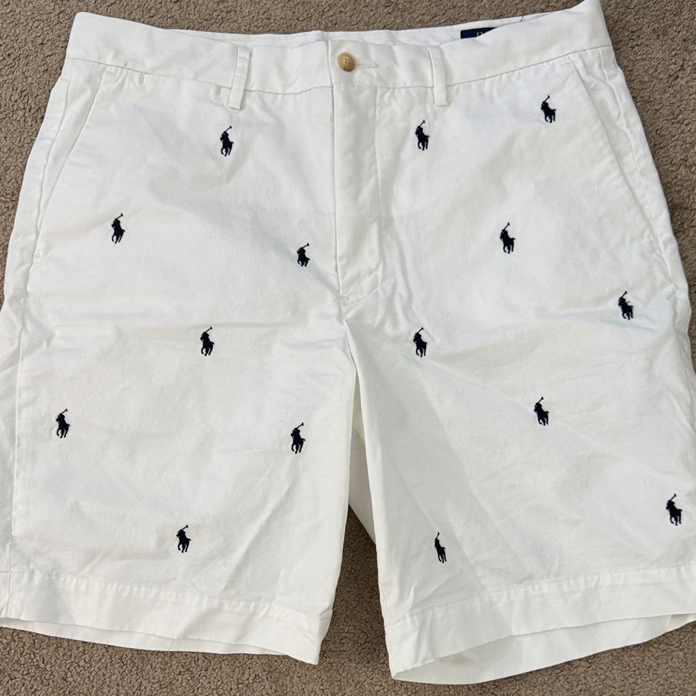 Polo by Ralph Lauren White Embroidered Men's Shorts